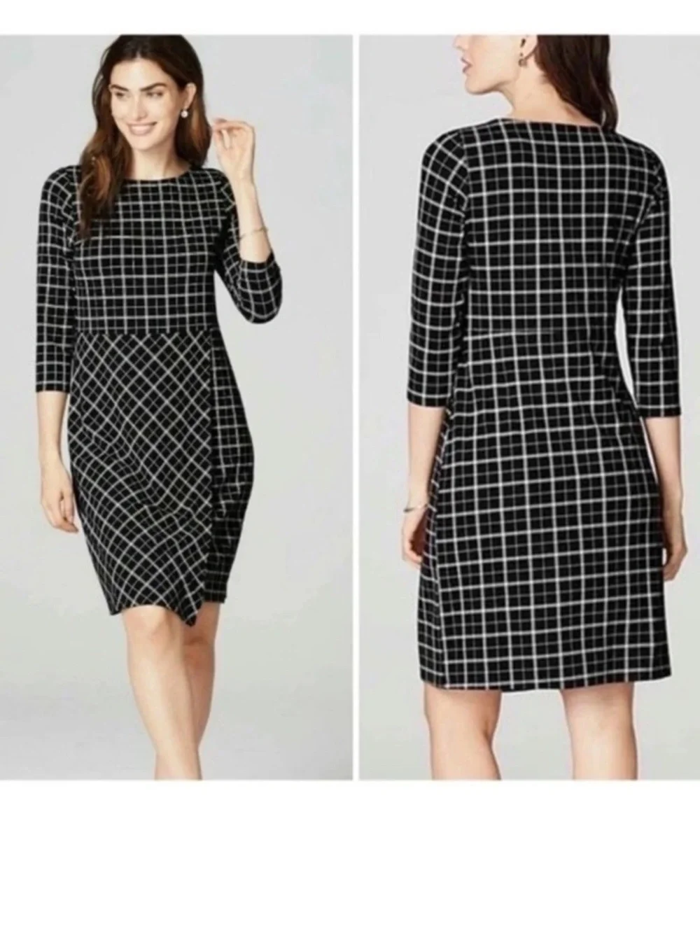 J. Jill Black and White Windowpane Knee length Dress- worn about 3x
